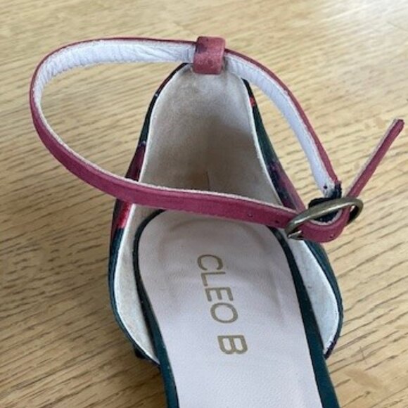 CLEO B FLATS Leather and Fabric Shoes with Ankle Strap, SIZE 38, Barely Worn - Picture 12 of 12